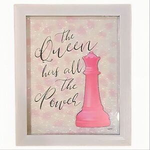 At Home "The Queen Has All The Power" Chess Piece Glitter Framed Wall Decor